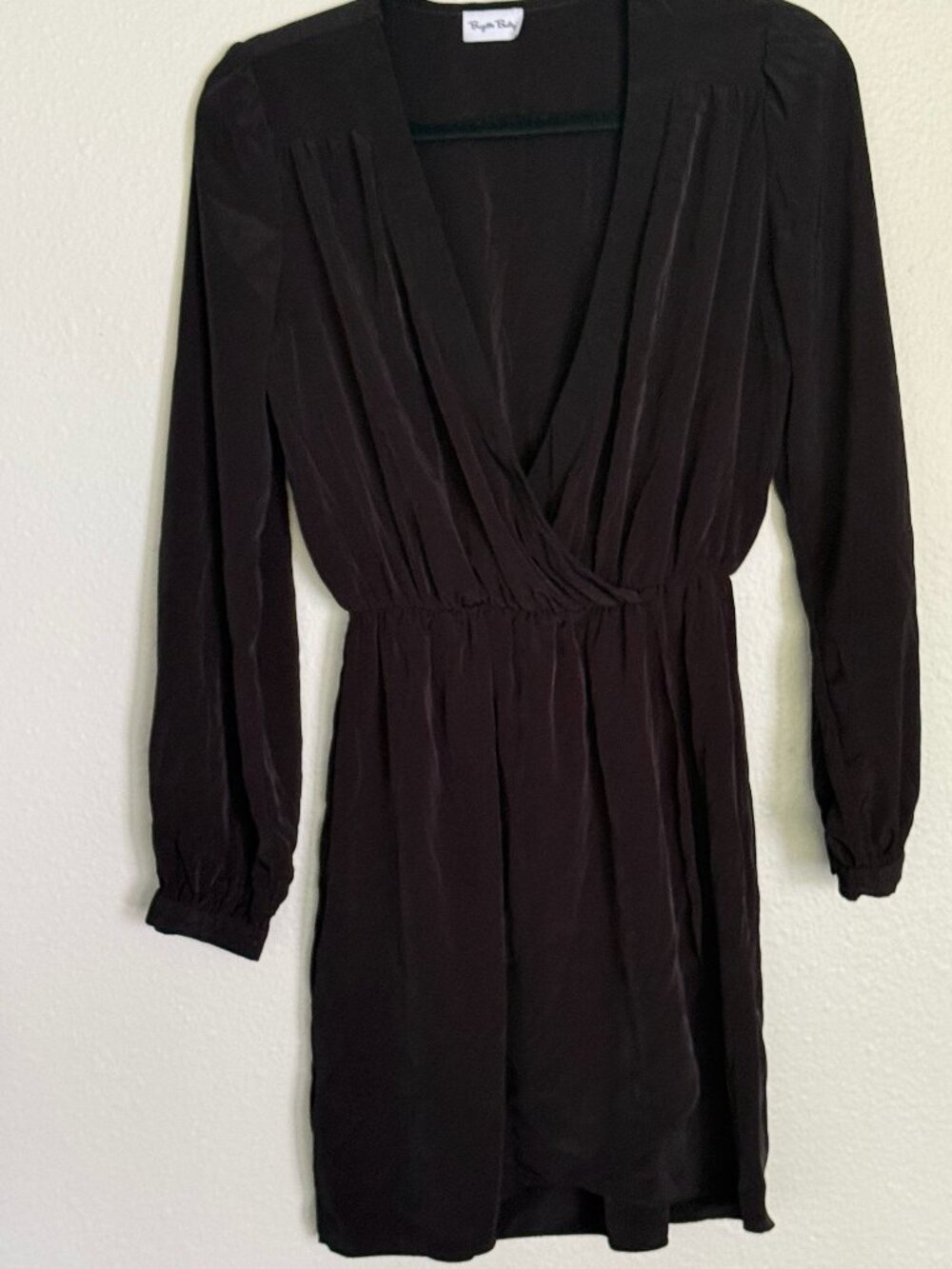Brigitte Bailey Black Demri Faux Wrap Mini Dress - Size M